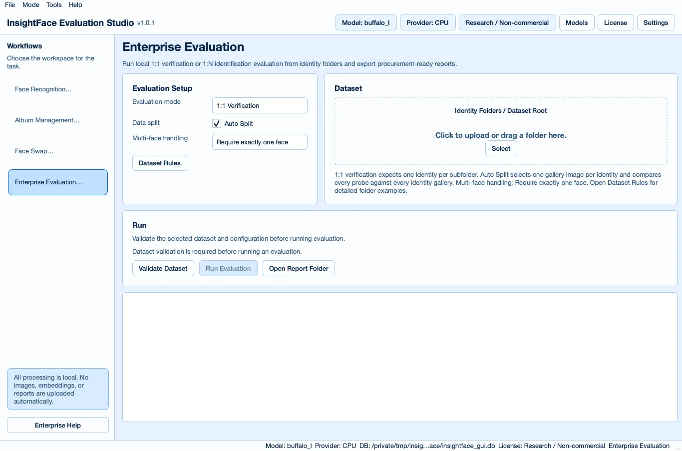 InsightFace Enterprise Evaluation mode for 1:1 and 1:N model evaluation