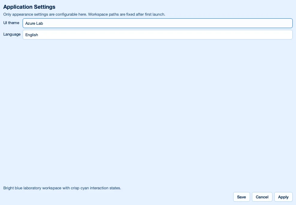 InsightFace Settings dialog with theme and language controls